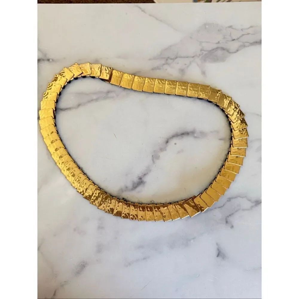 Vintage gold metal scale belt adjustable stretchy golden 80s large X-large